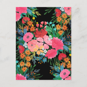 Elegant roze waterverf Floral Bouquet Design Feestdagenkaart