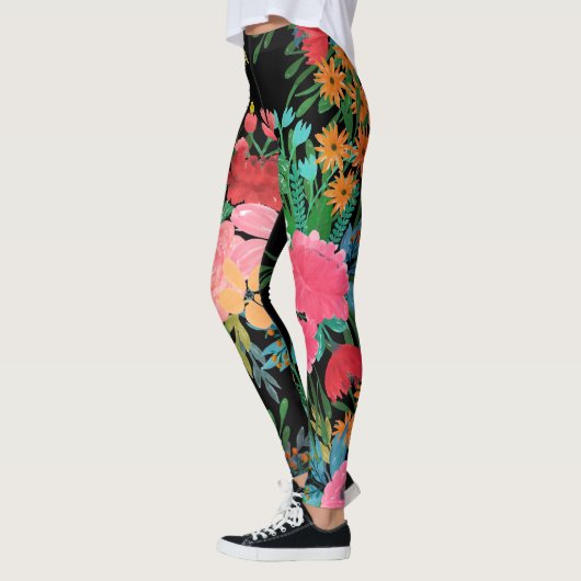 Elegant roze waterverf Floral Bouquet Design Leggings (Links)