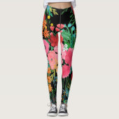 Elegant roze waterverf Floral Bouquet Design Leggings (Voorkant)