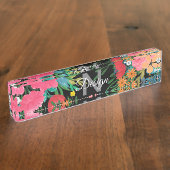 Elegant roze waterverf Floral Bouquet Design Naambordje (Zijkant)