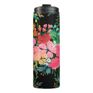 Elegant roze waterverf Floral Bouquet Design Thermosbeker