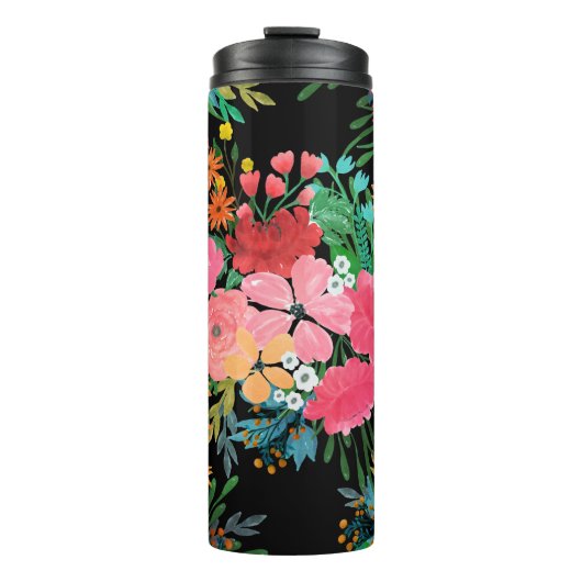 Elegant roze waterverf Floral Bouquet Design Thermosbeker (Voorkant)
