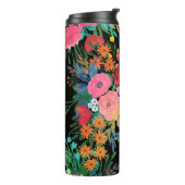 Elegant roze waterverf Floral Bouquet Design Thermosbeker (Gedraaid links)