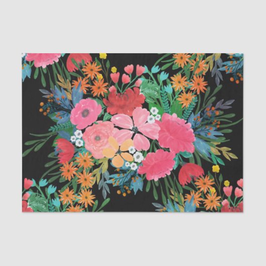 Elegant roze waterverf Floral Bouquet Design Tissuepapier (Voorkant)