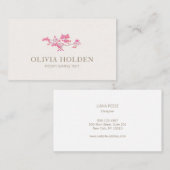 Elegant roze Waterverf Floral Branch Visitekaartje (Voorkant / Achterkant)