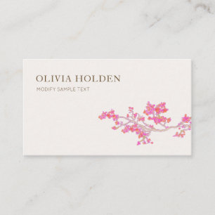 Elegant roze Waterverf Floral Branch Visitekaartje