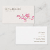 Elegant roze Waterverf Floral Branch Visitekaartje (Voorkant / Achterkant)