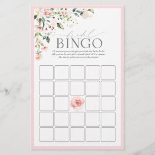 Elegant roze Waterverf Floral Bridal Bingo Game