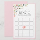 Elegant roze Waterverf Floral Bridal Bingo Game (Voorkant / Achterkant)