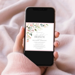 Elegant roze Waterverf Floral Bridal Brunch Kaart
