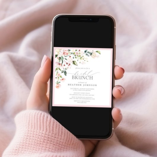 Elegant roze Waterverf Floral Bridal Brunch Kaart