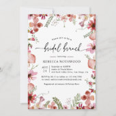Elegant roze Waterverf Floral Bridal Brunch Kaart (Voorkant)