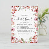 Elegant roze Waterverf Floral Bridal Brunch Kaart (Staand voorkant)