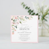 Elegant roze Waterverf Floral Bridal Brunch Kaart (Staand voorkant)
