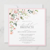 Elegant roze Waterverf Floral Bridal Brunch Kaart (Voorkant)