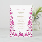 Elegant roze Waterverf floral Chinoiserie Wedding Kaart (Staand voorkant)