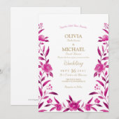 Elegant roze Waterverf floral Chinoiserie Wedding Kaart (Voorkant / Achterkant)