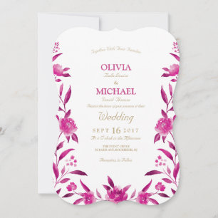 Elegant roze Waterverf floral Chinoiserie Wedding Kaart