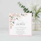 Elegant roze Waterverf Floral Couples Shower Kaart (Staand voorkant)