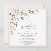 Elegant roze Waterverf Floral Couples Shower Kaart (Voorkant)