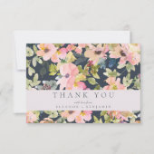 Elegant roze Waterverf Floral Custom Wedding Bedankkaart (Voorkant)