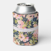 Elegant roze Waterverf Floral Custom Wedding Blikjeskoeler (Blikje Achterkant)