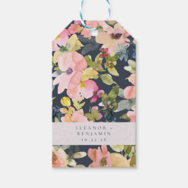 Elegant roze Waterverf Floral Custom Wedding Cadeaulabel