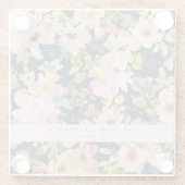 Elegant roze Waterverf Floral Custom Wedding Glazen Onderzetter (Achterkant)