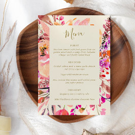 Elegant roze Waterverf Floral Custom Wedding Menu