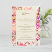Elegant roze Waterverf Floral Custom Wedding Menu (Staand voorkant)