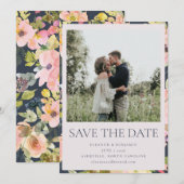 Elegant roze Waterverf Floral Custom Wedding Save The Date (Voorkant / Achterkant)