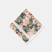 Elegant roze Waterverf Floral Custom Wedding Servet (Hoek)