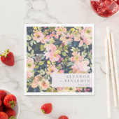 Elegant roze Waterverf Floral Custom Wedding Servet (Insitu)