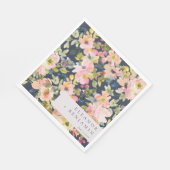 Elegant roze Waterverf Floral Custom Wedding Servet (Hoek)