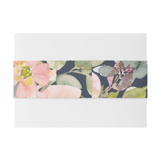 Elegant roze Waterverf Floral Custom Wedding Uitnodigingen Wikkel (Achterkant Voorbeeld)