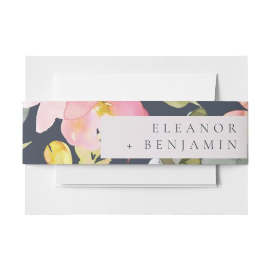 Elegant roze Waterverf Floral Custom Wedding Uitnodigingen Wikkel (Voorkant Voorbeeld)