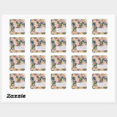Elegant roze Waterverf Floral Custom Wedding Vierkante Sticker (Vel)
