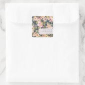 Elegant roze Waterverf Floral Custom Wedding Vierkante Sticker (Tas)