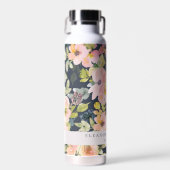 Elegant roze Waterverf Floral Custom Wedding Waterfles (Voorkant)