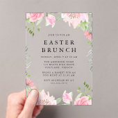 Elegant roze Waterverf Floral Easter Brunch Acryl Uitnodigingen (Insitu (Draagbaar))