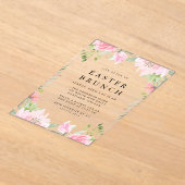 Elegant roze Waterverf Floral Easter Brunch Acryl Uitnodigingen (Laagn)