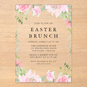 Elegant roze Waterverf Floral Easter Brunch Acryl Uitnodigingen (Voorkant)