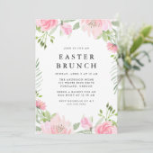 Elegant roze Waterverf Floral Easter Brunch Kaart (Staand voorkant)