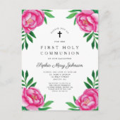 Elegant roze Waterverf Floral First Community Uitnodiging Briefkaart (Voorkant)