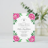 Elegant roze Waterverf Floral First Community Uitnodiging Briefkaart (Staand voorkant)