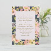 Elegant roze Waterverf Floral formeel huwelijk Kaart (Staand voorkant)