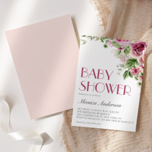 Elegant roze Waterverf Floral Girl Baby shower
