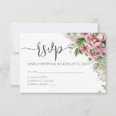 Elegant roze Waterverf Floral Girl Baby shower RSVP Kaartje (Voorkant)