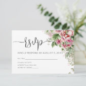 Elegant roze Waterverf Floral Girl Baby shower RSVP Kaartje (Staand voorkant)