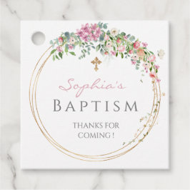 Elegant roze Waterverf Floral Girl Baptism Favou Bedankjes Labels